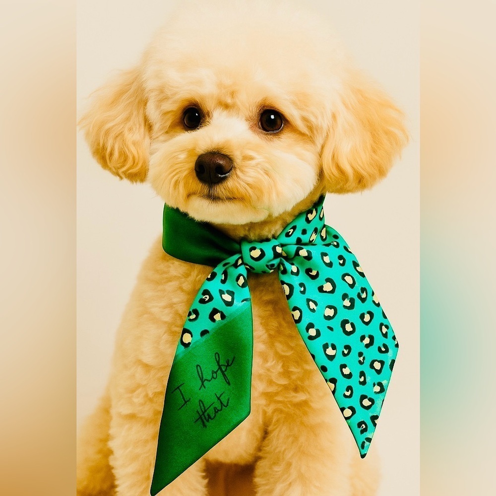 Stylish Green Leopard Print Dog Scarf - Picture 2 of 3